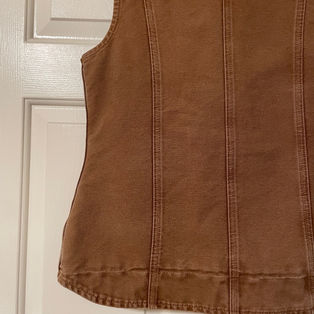Carhartt Women's Vintage Fleece-Lined Mock-Neck Duck Canvas Vest Size Small - Picture 9 of 14